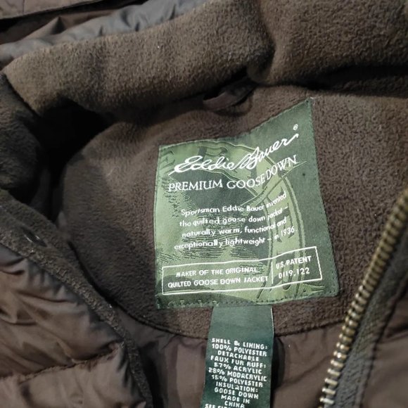 Eddie Bauer Premium Goose Down Mid Length Puffer Jacket Coat w/ Hood Womens 3XL - Picture 3 of 3